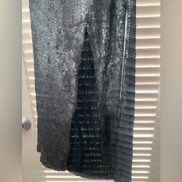Vintage black long sequin skirt with slit - Picture 4 of 4